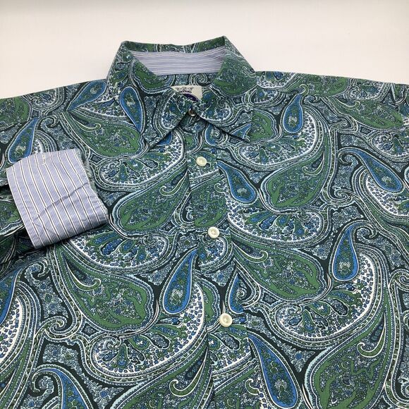 R&G London New York Mens Long Sleeve Button Up Shirt Paisley Size Large - Picture 1 of 6